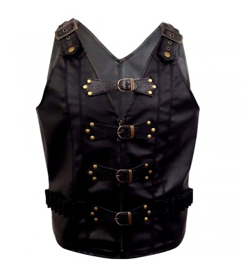 Men Real Leather Heavy Duty Vest Steampunk Gothic Style Vest Waistcoat 